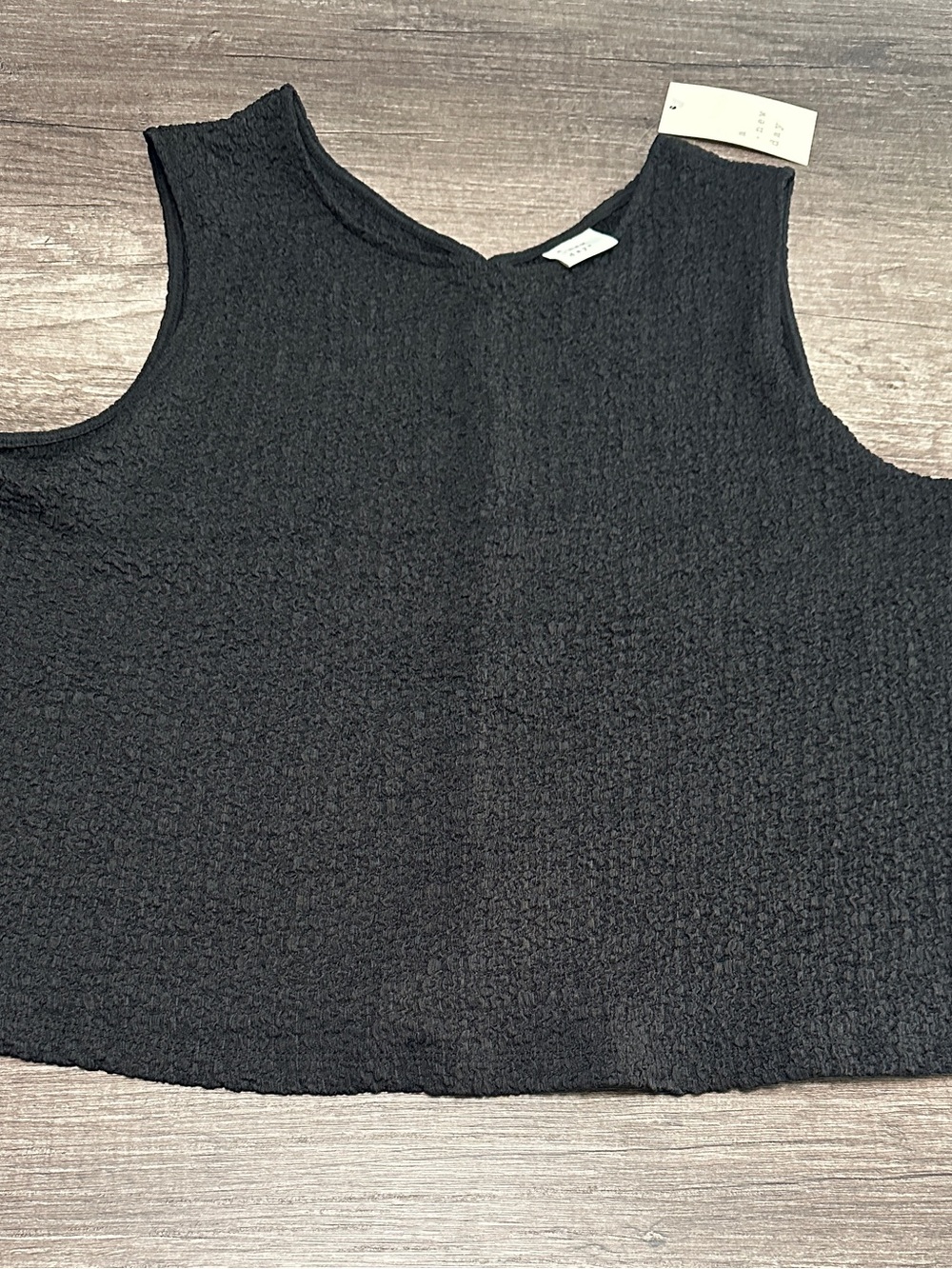 Sleeveless Black Textured Tank Top